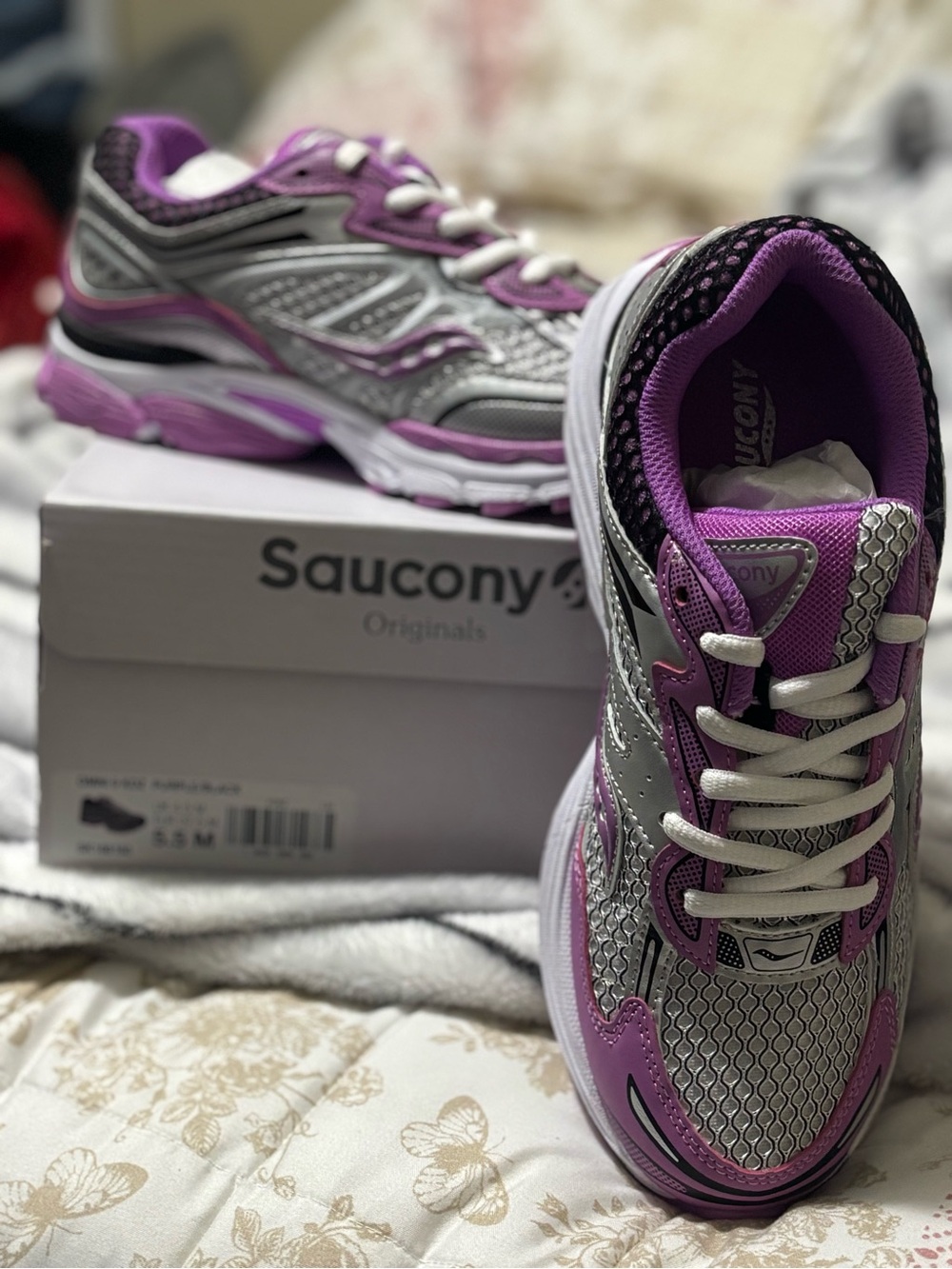 Saucony Women’s Running Sneakers in Purple and Gray Silver Accents